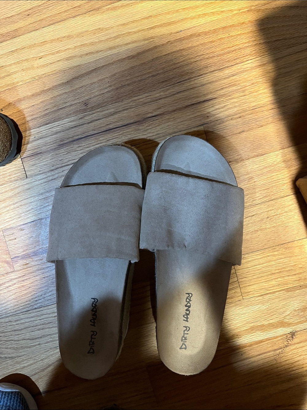 Dirty Laundry Taupe Suede Slide Mules